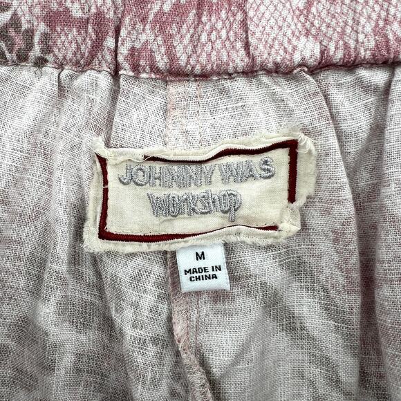 JOHNNY WAS Jayla Linen Animal Print Short Womens Medium High Rise Pull On Pleat - Picture 10 of 16